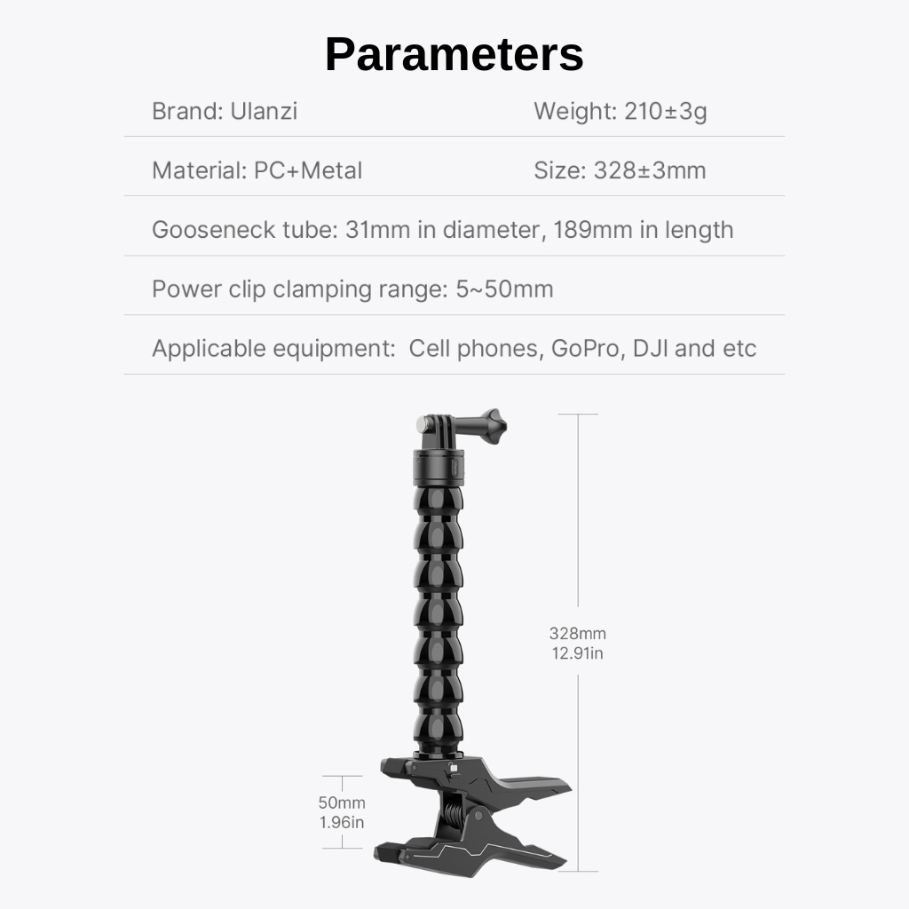 Ulanzi Go Quick II Magnetic Quick Release Mount Clamp ขาตั้งกล้องแบบหนีบโต๊ะ รองรับ GoPro 12/11/10/9