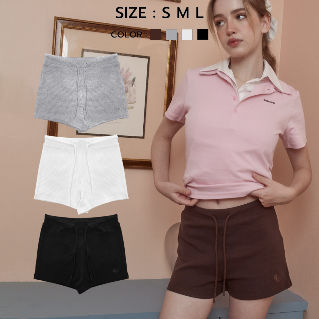 Bemingshorts032 (S M L)-Boma Shorts กางเกงขาสั้นที่ต้องมีติดตู้ รุ่นเชือกรูดสุดชิค มินิมอล