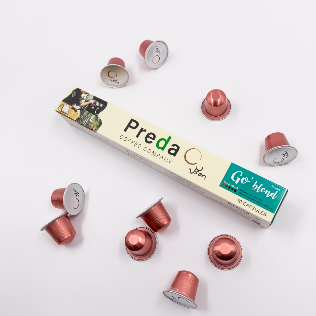 แคปซูลกาแฟ Go Blend Capsule Box (คั่วกลางค่อนเข้ม medium to Dark Roast รสเข้ม Nespresso ปรีดา)