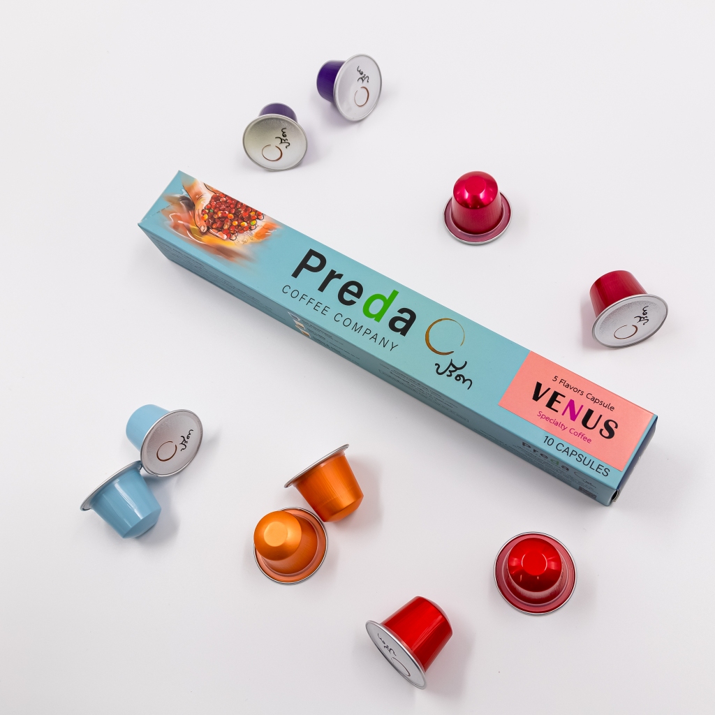 แคปซูลกาแฟ Venus Capsule box พรีเมียม รวม Specialty คั่วอ่อน 5 รสชาติ ใช้กับ Nespresso กาแฟปรีดา