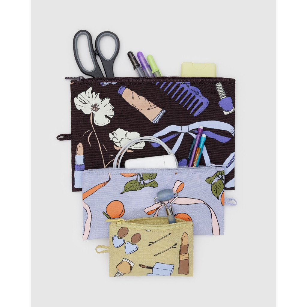 (พร้อมส่ง) BAGGU Flat Pouch Set กระเป๋าใส่ของอเนกประสงค์ เหมาะสำหรับใส่ของเดินทาง เซ็ทละ 3 ชิ้น จัดกระเป๋าเดินทางกระเป๋า