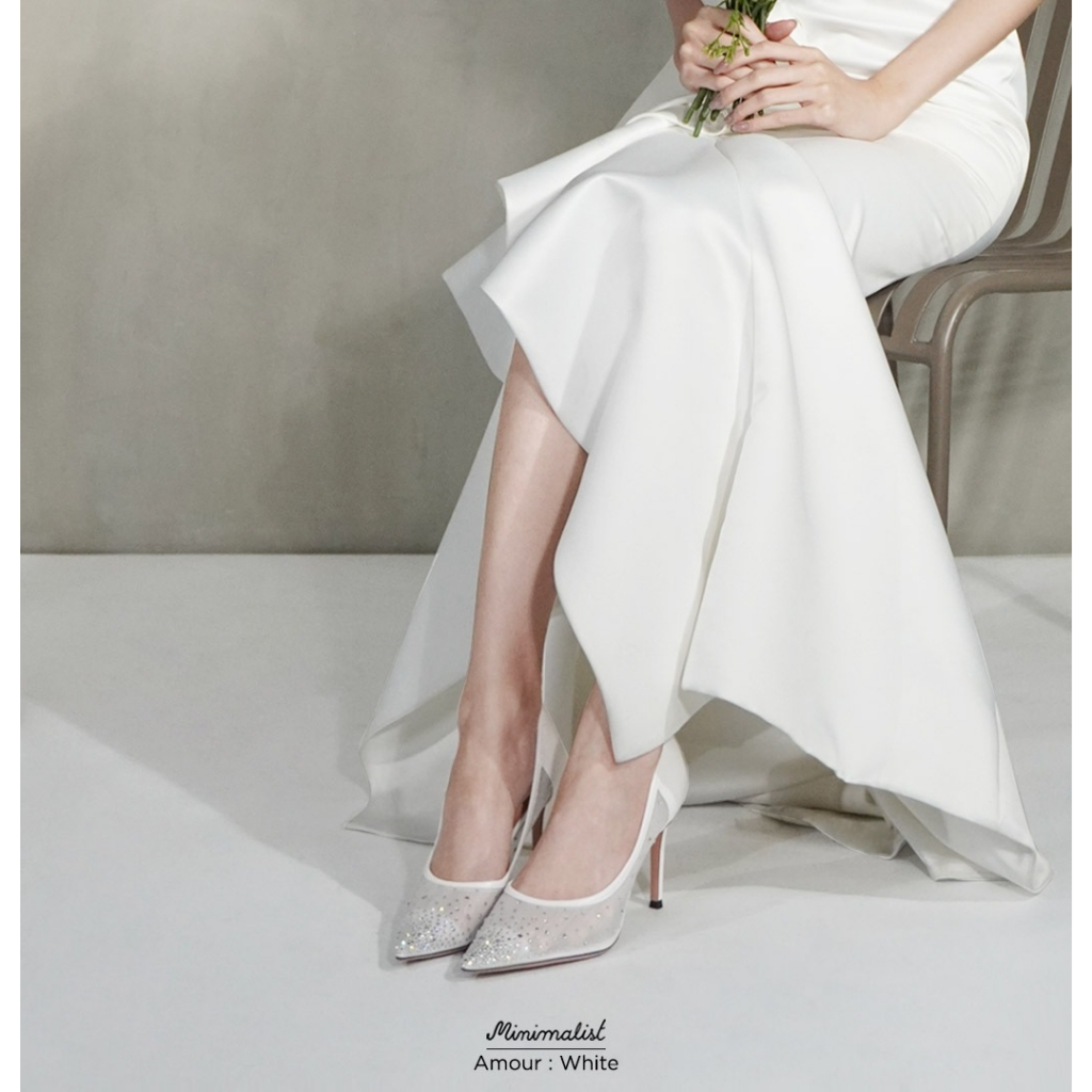 𝐌𝐈𝐍𝐈𝐌𝐀𝐋𝐈𝐒𝐓 รองเท้าเจ้าสาวหนังแกะ รุ่น Amour  สูง 4 นิ้ว หน้าเท้าไม่แคบ ใส่สบาย
