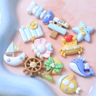 เรซิ่นสไตล์ริมทะเลหาดทราย เรซิ่นของตกแต่งติดกิ๊บ อุปกรณ์ตกแต่งDIY