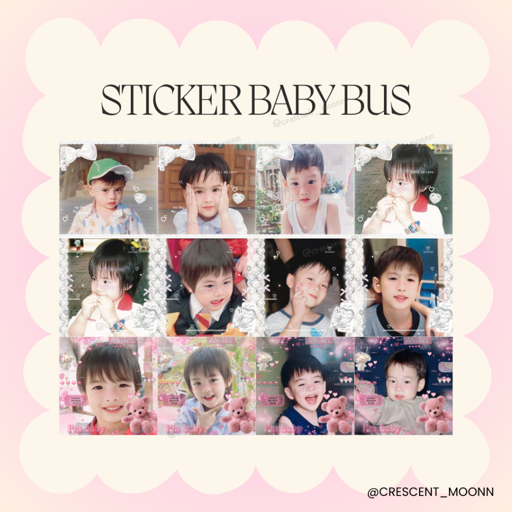 สติ๊กเกอร์แปะพัสดุ baby BUS (สั่งขั้นต่ำ 30บาท) set15ชิ้น sticker bus because of you, I shine สติกเกอร์