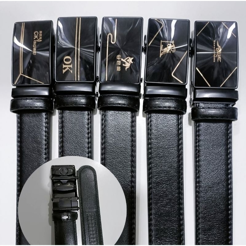 เข็มขัดหนังหัวล็อคอัตโนมัติ เข็มขัดสำหรับผู้ชาย แฟชั่น สไตล์เรียบหรู **คละลาย**  (สินค้าถ่ายจากงานจริง) (3526)