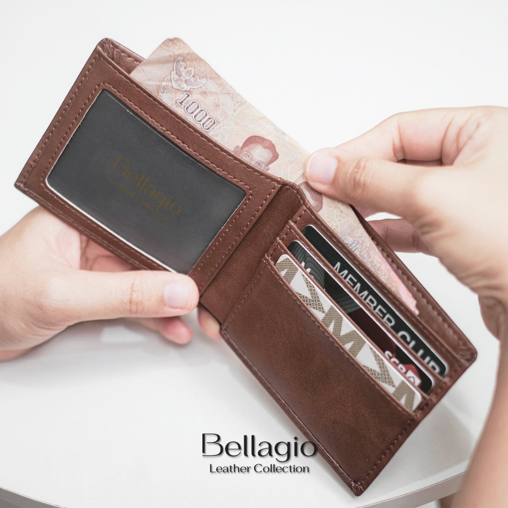 Bellagio รุ่น Merino Slim Wallet กระเป๋าสตางค์ผู้ชายหนังวัวแท้ ทรงบางสลิม พกพาสะดวก
