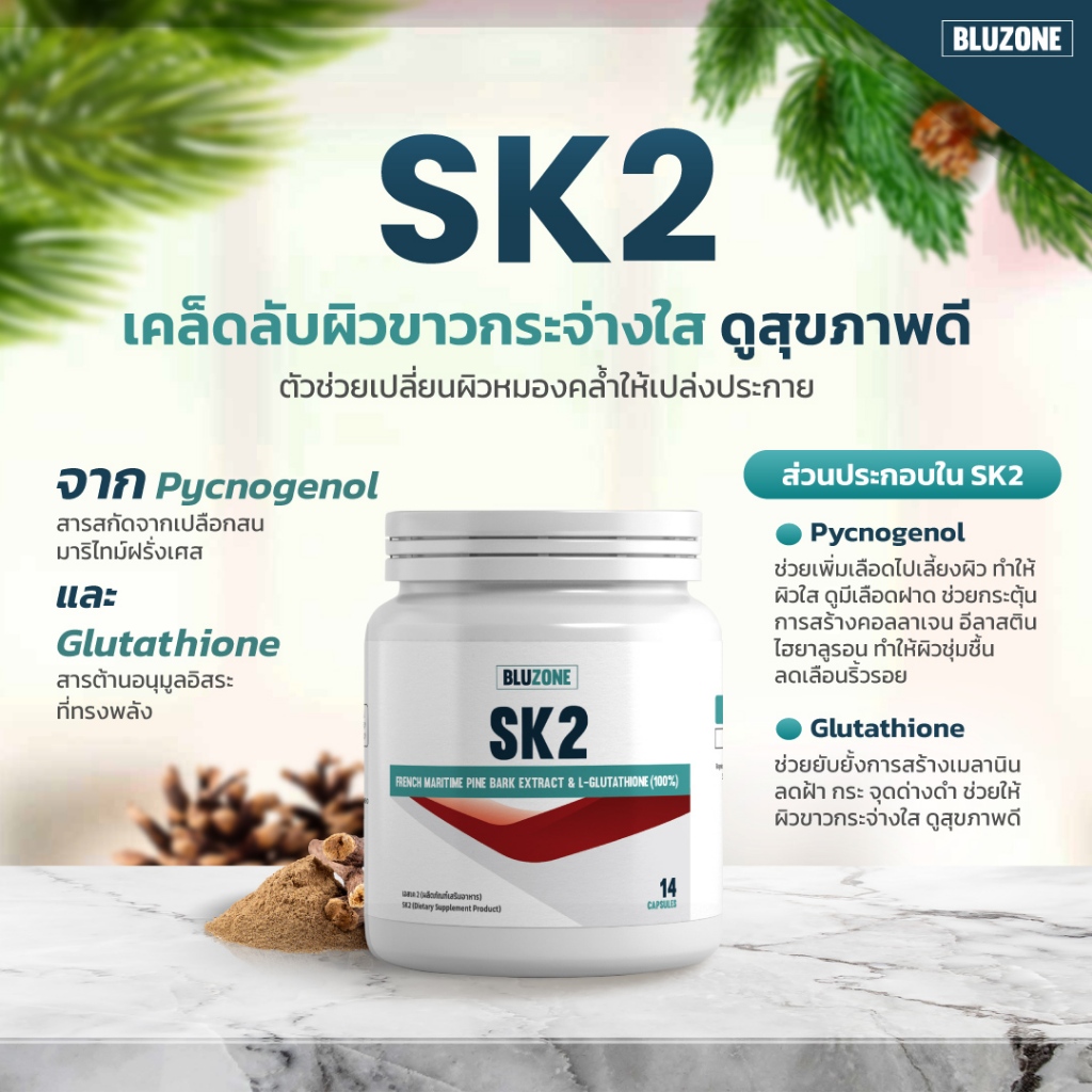 Bluzone SK2 ตัวช่วยดูแลผิวให้กระจ่างใส ไม่หมองคล้ำ