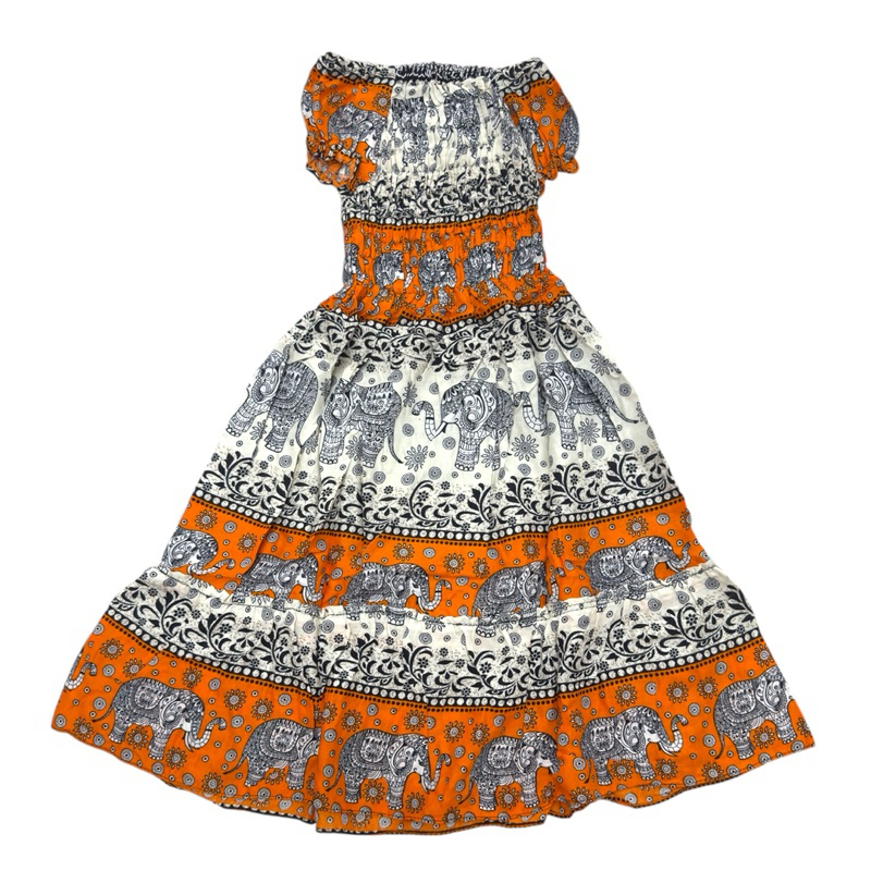 ชุดเดรสเด็กลายช้าง สม็อกรอบตัว แขนตุ๊กตา งานไทย - รูปที่ 3