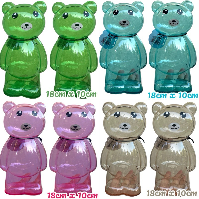 กระปุกออมสิน ออมสินหมี หมีสีใส ออมเงินกัน ไม่มีที่เปิด