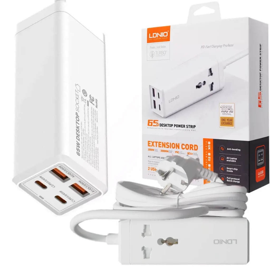 LDNIO SC1418 65W รางปลั๊กไฟ เดสก์ท็อป USB C ที่ชาร์จ สําหรับโทรศัพท์มือถือ แท็บเล็ต ชาร์จเร็ว อะแดปเ