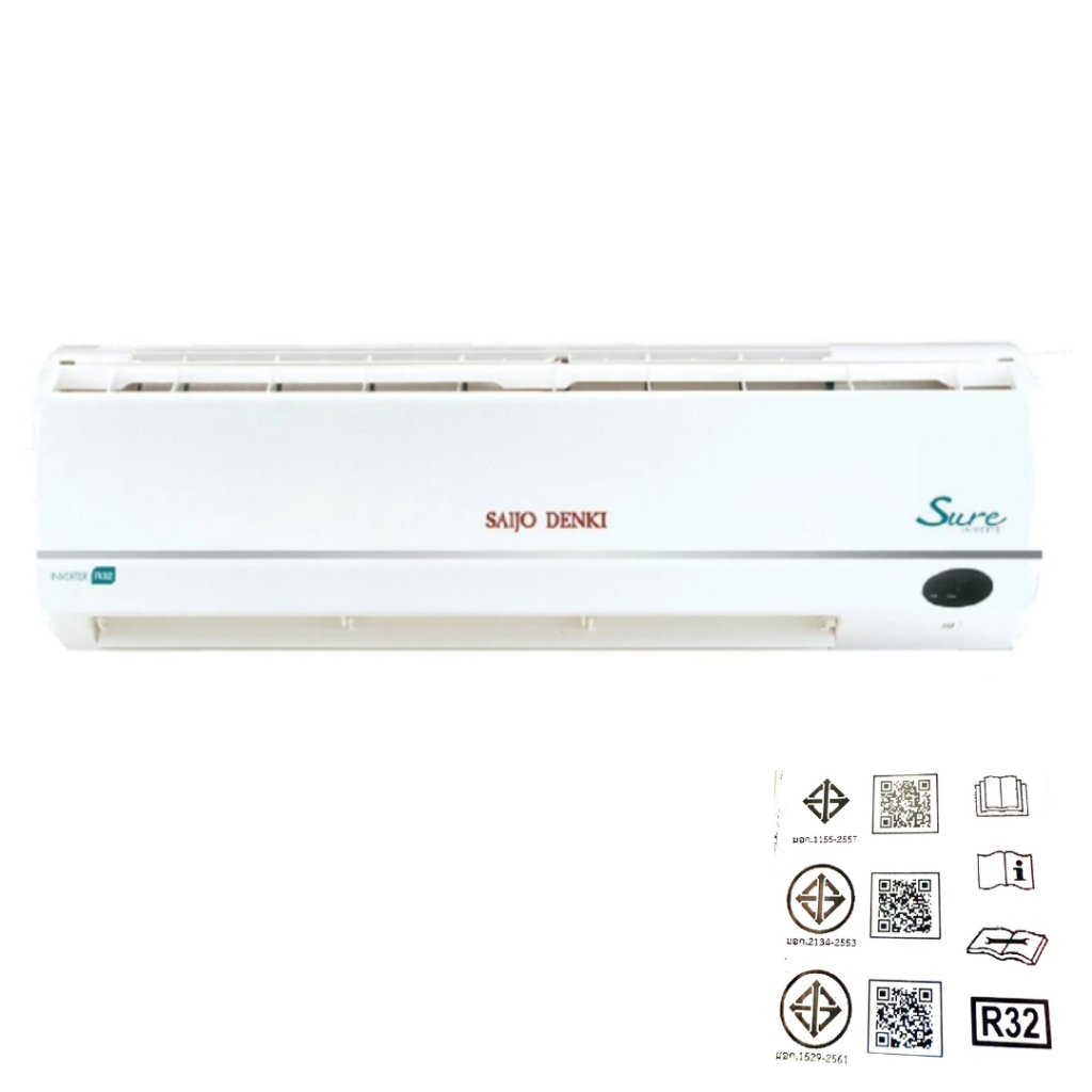 SAIJO DENKI แอร์ติดผนังระบบอินเตอร์เตอร์รุ่น INVERTER SURE R32 ขนาด 9588-25425 BTU