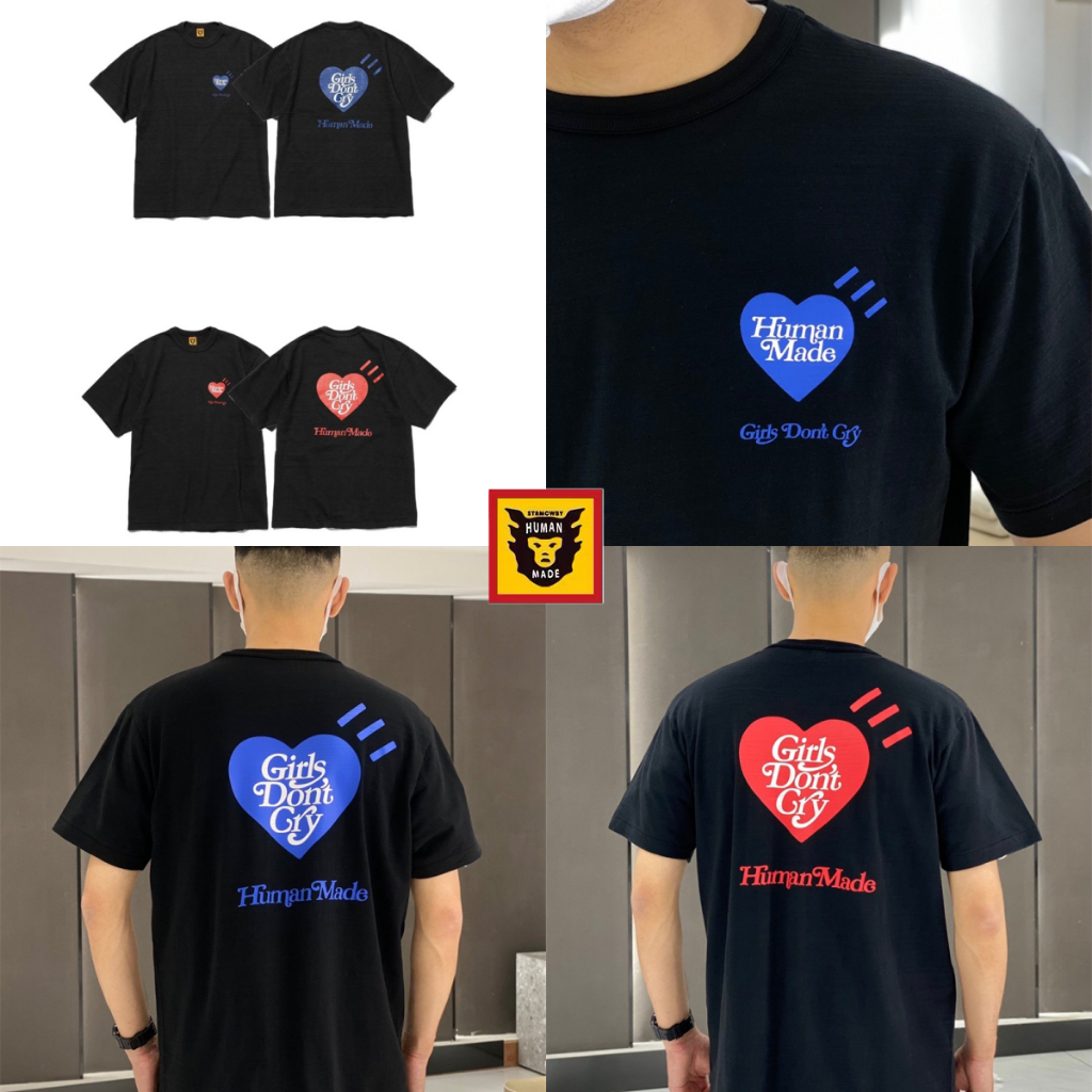 MINI-SHOP แขนสั้น Human made พิมพ์ความรัก เสื้อยืดลําลองหลวม ๆ ของแท้ 100% จาก Korea Duty Free
