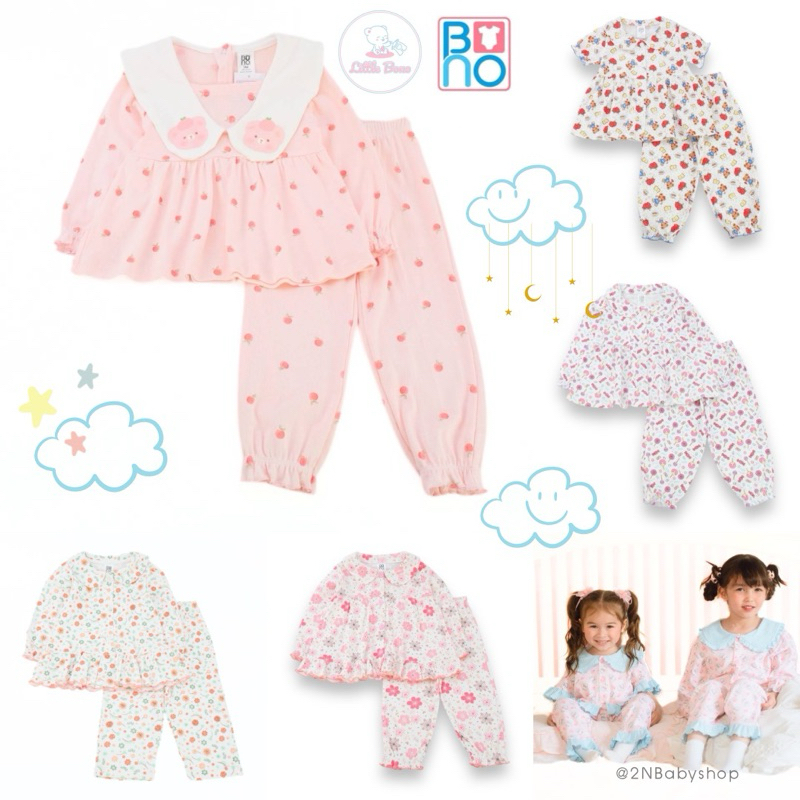 Bno / Little bono : ชุดนอนเด็กผู้หญิง ชุดนอนผ้าคอตตอน ผ้านิ่มใส่สบาย (size 12 เดือน - 5 ขวบ)
