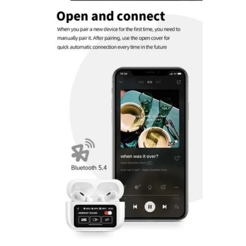 ใหม่ A9 Pro anc หูฟังไร้สายบลูทูธหน้าจอสัมผัสอัจฉริยะ 5.4 พร้อมไมโครโฟน IPX5 ลดเสียงรบกวน TWS และความเที่ยงตรงสูงหูฟังบล