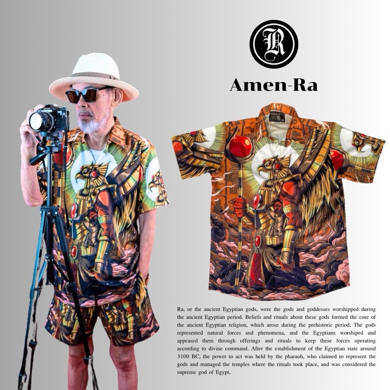 เสื้อฮาวายลายเทพรา เทพอิยิปต์ ตัดเย็บปราณีต