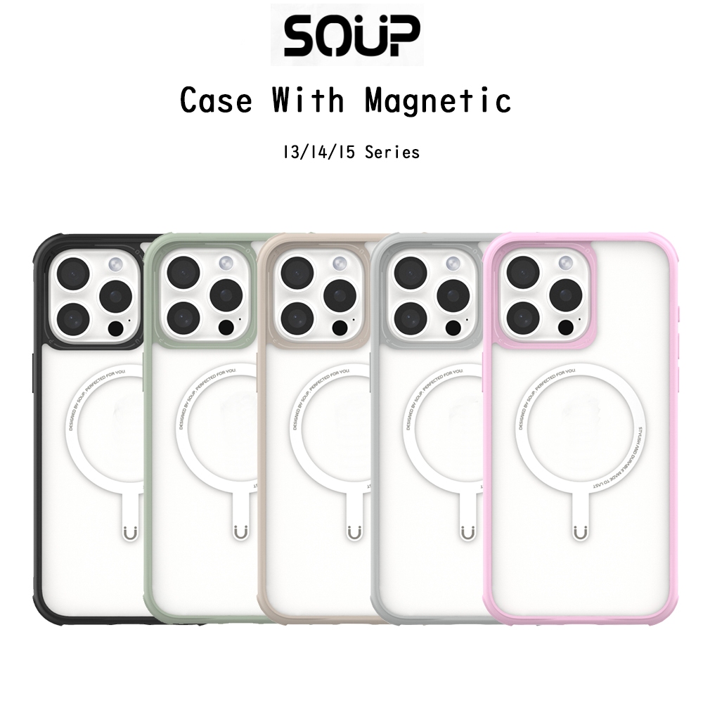 SOUP Case With Magnetic เคสใสกันกระแทกระดับ5เมตรเกรดพรีเมี่ยม เคสสำหรับ iPhone13/14/15 Series