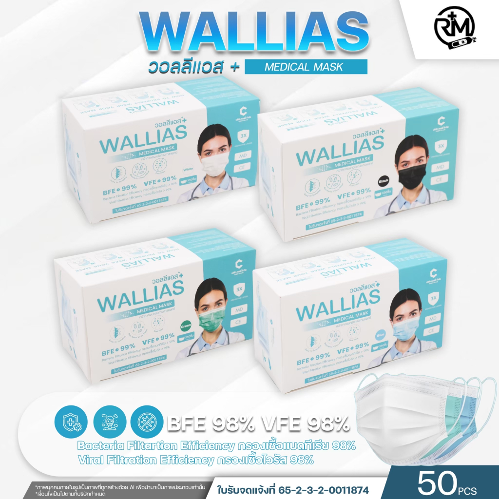 [พร้องส่ง] หน้ากากอนามัยWALLIAS / KLEAN MASK / Bio Safe หน้ากากอนามัยทางการแพทย์