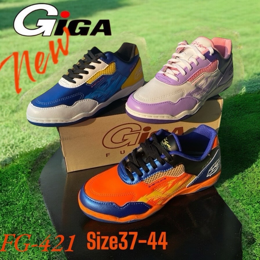 รองเท้าฟุตซอลGIGAรุ่นFG-421size37-44มี3สีขาว/ส้ม/กรมพื้นเหนียวหนึบ