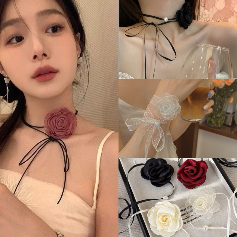 [Mimmuffin] โช้กเกอร์กุหลาบออกงาน choker งานแต่ง โชกเกอร์กุกลาบ โช๊คเกอร์กุกลาบ