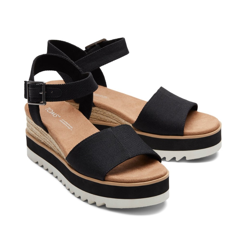 TOMS รองเท้าลำลองผู้หญิง รุ่น Diana Black Heavy Canvas (CE) รองเท้าลิขสิทธิ์แท้
