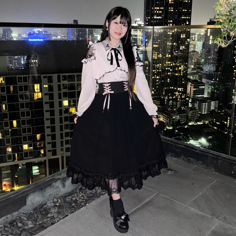 Rozalin Rosalind Corset Skirt กระโปรงยาวตกแต่งริบบิ้นและลูกไม้