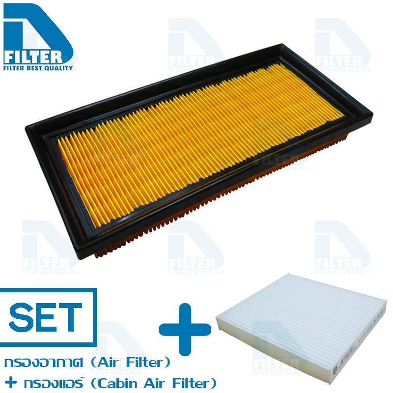 ชุดกรองอากาศ+กรองแอร์ Toyota New Vios วีออส,Yaris 2013-20,Ativ,Sienta เซียนต้า By D Filter (DA428N+DB012N)