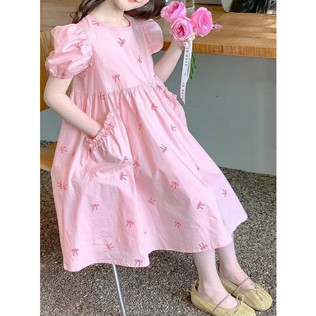 #357 พร้อมส่ง ชุดเจ้าหญิง แขนพอง แฟชั่นใหม่ สไตล์เกาหลี สำหรับเด็กผู้หญิง