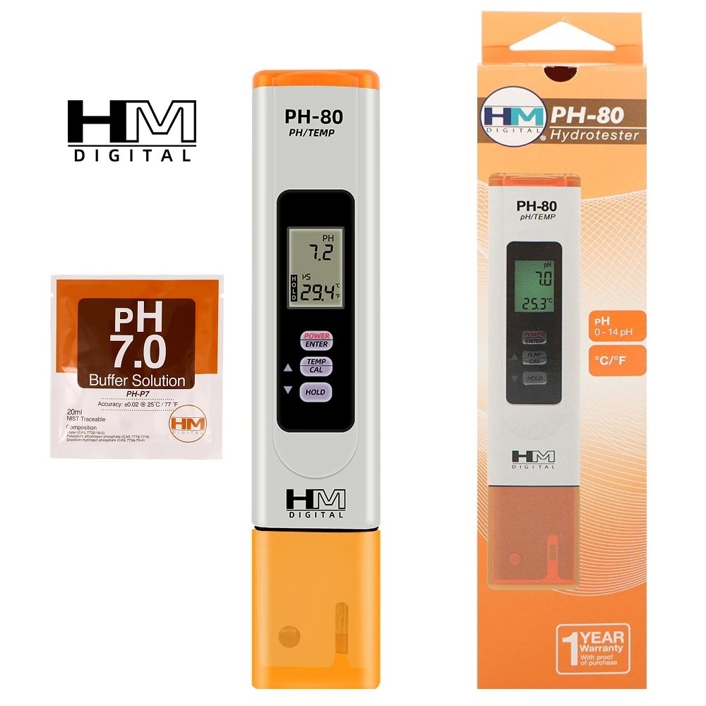 ส่งด่วน PH & EC Meter ปากกาวัดค่า pH HM Digital PH-80 / COM-80 วัดค่า pH กันน้ำ ปากกาวัดค่าEC