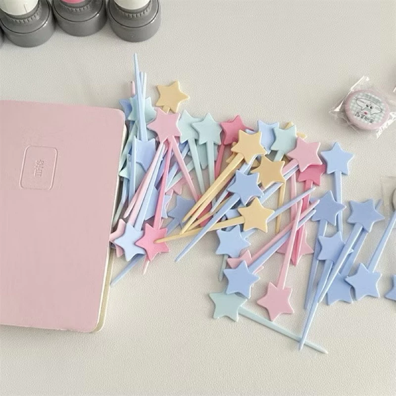🍡🍬พร้อมส่ง!ไม้จิ้มรูปดาว ขนม ผลไม้ แพค10ชิ้น คละสีพาสเทล สำหรับตกแต่ง