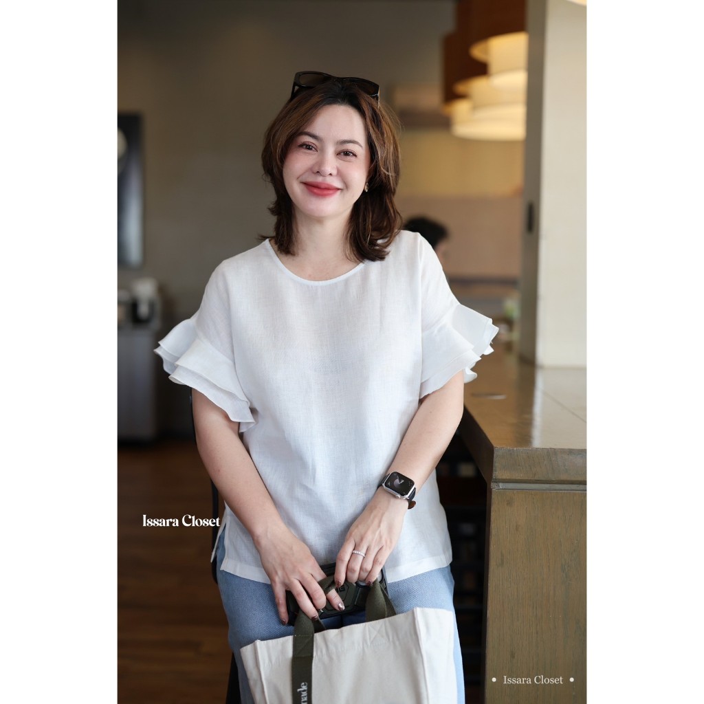 เสื้อลินิน รุ่น Numwan #สีขาว