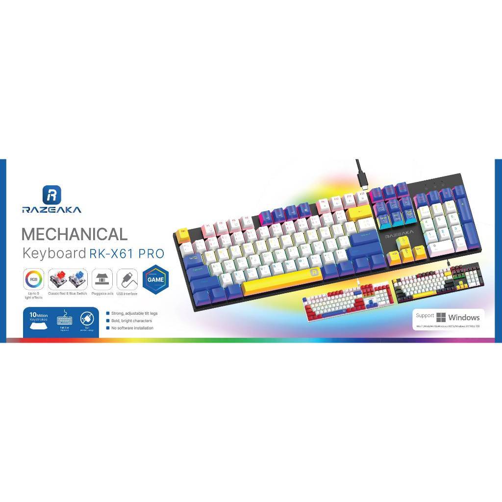 RAZEAK RK-X61 PRO MECHANICAL SWITCH RED/BLUE