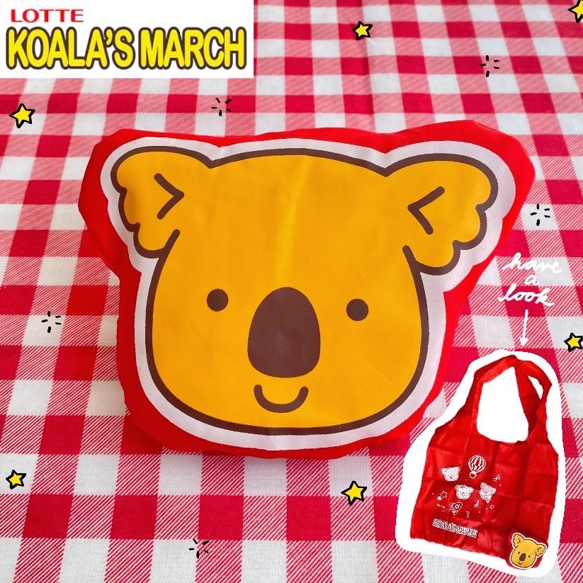 🐨กระเป๋าผ้าไนลอนพับเก็บได้สีแดงลาย Koala’s March ของ Lotte☝️ของใหม่น้าา