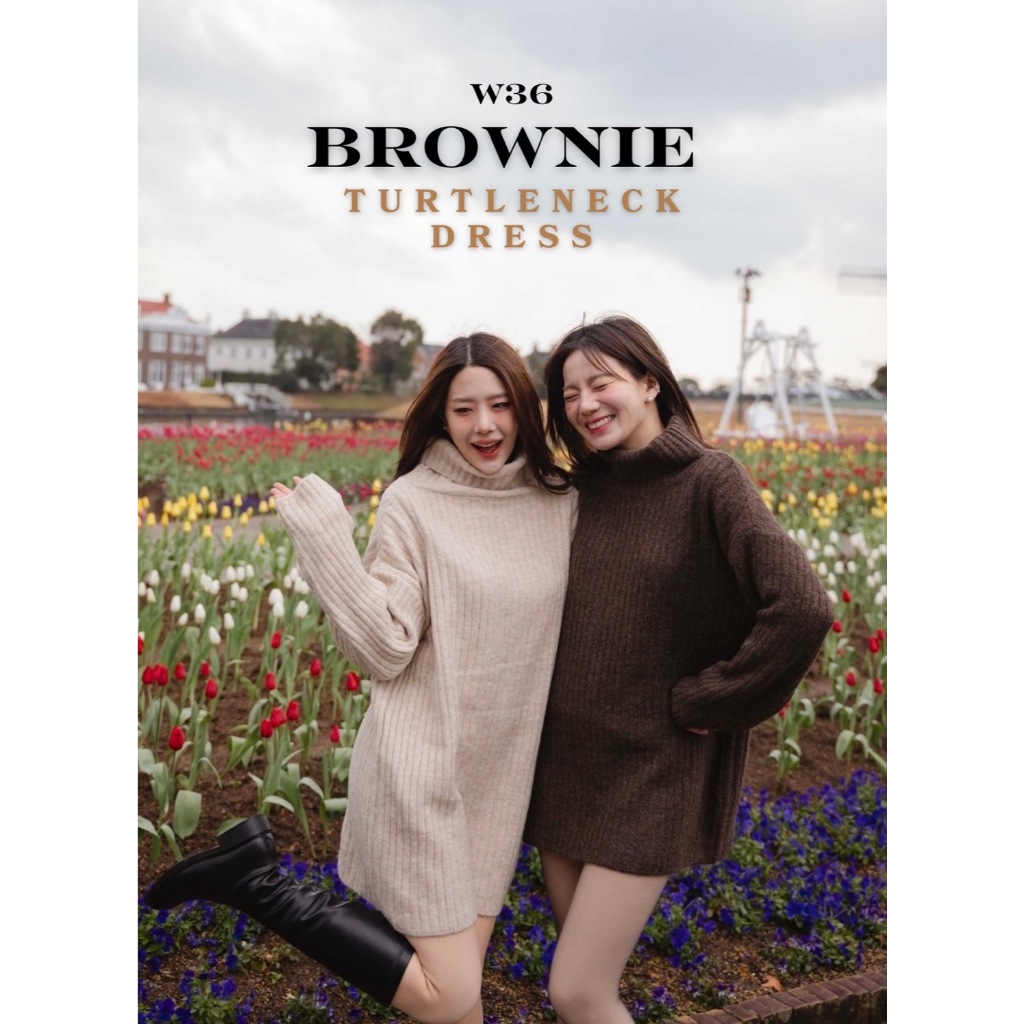 W36 Brownie Turtleneck Dress ( เดรสไหมพรมคอเต่า )