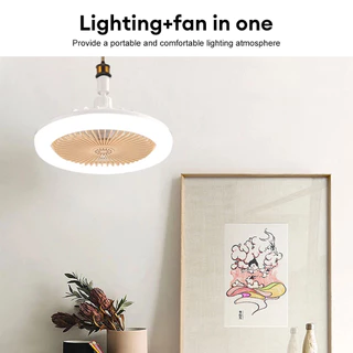 ใหม่ พัดลมติดเพดาน พร้อมหลอดไฟ โคมไฟพัดลม E27 30W Led