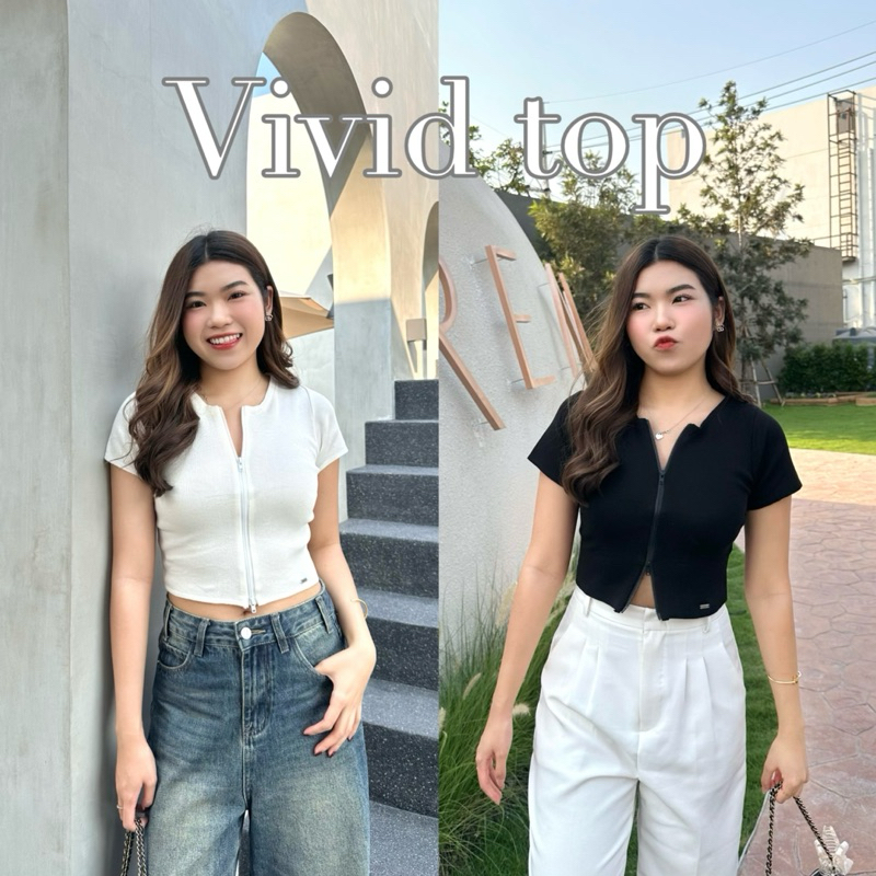 Charrr.bkk - Vivid top เสื้อครอปแต่งซิปหน้า