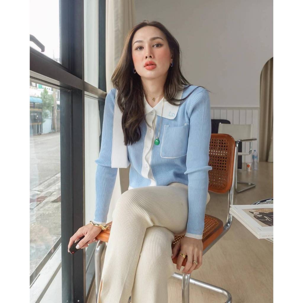 loonny store ꒰🍒 [มือ2] คาร์ดิแกน รุ่น Yejin Cardigan สีฟ้า