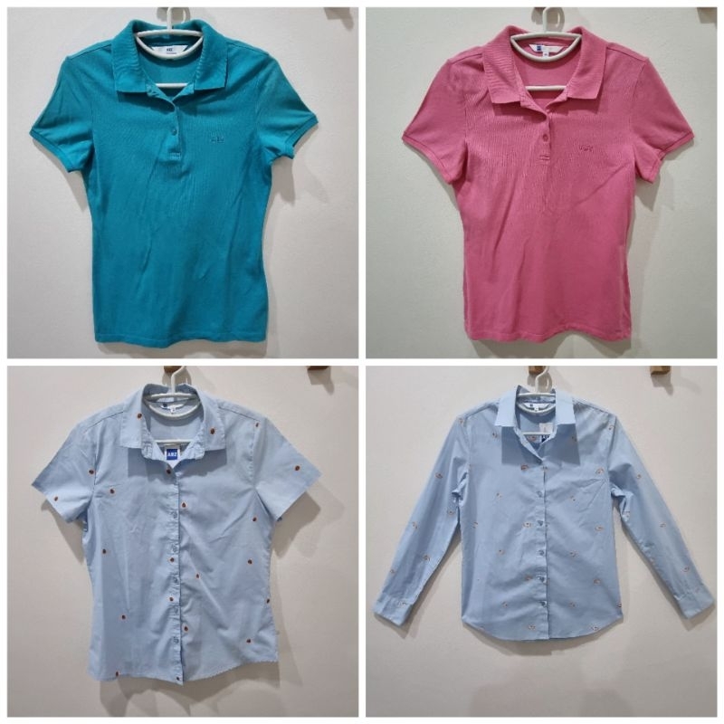 เสื้อ AIIZ (เอ ทู แซด) มือสอง เสื้อทำงาน เสื้อโปโล คอปก เสื้อเชิ้ต สีชมพู สีเขียวทะเล สีฟ้า