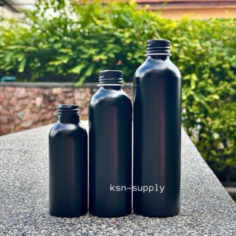 ขวดอลูมิเนียมดำ R24 ฝาอลู/เกลียว/ปั้ม/ดำ 50/100/150/250ml