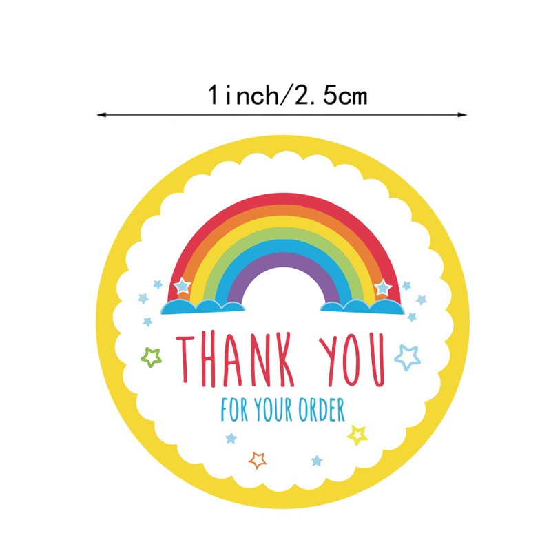 สติ๊กเกอร์ ขอบคุณ หัวใจสีรุ้ง เรนโบว์ Rainbow Thank you LGBT LGBTQ PRIDE 500 Stickers roll