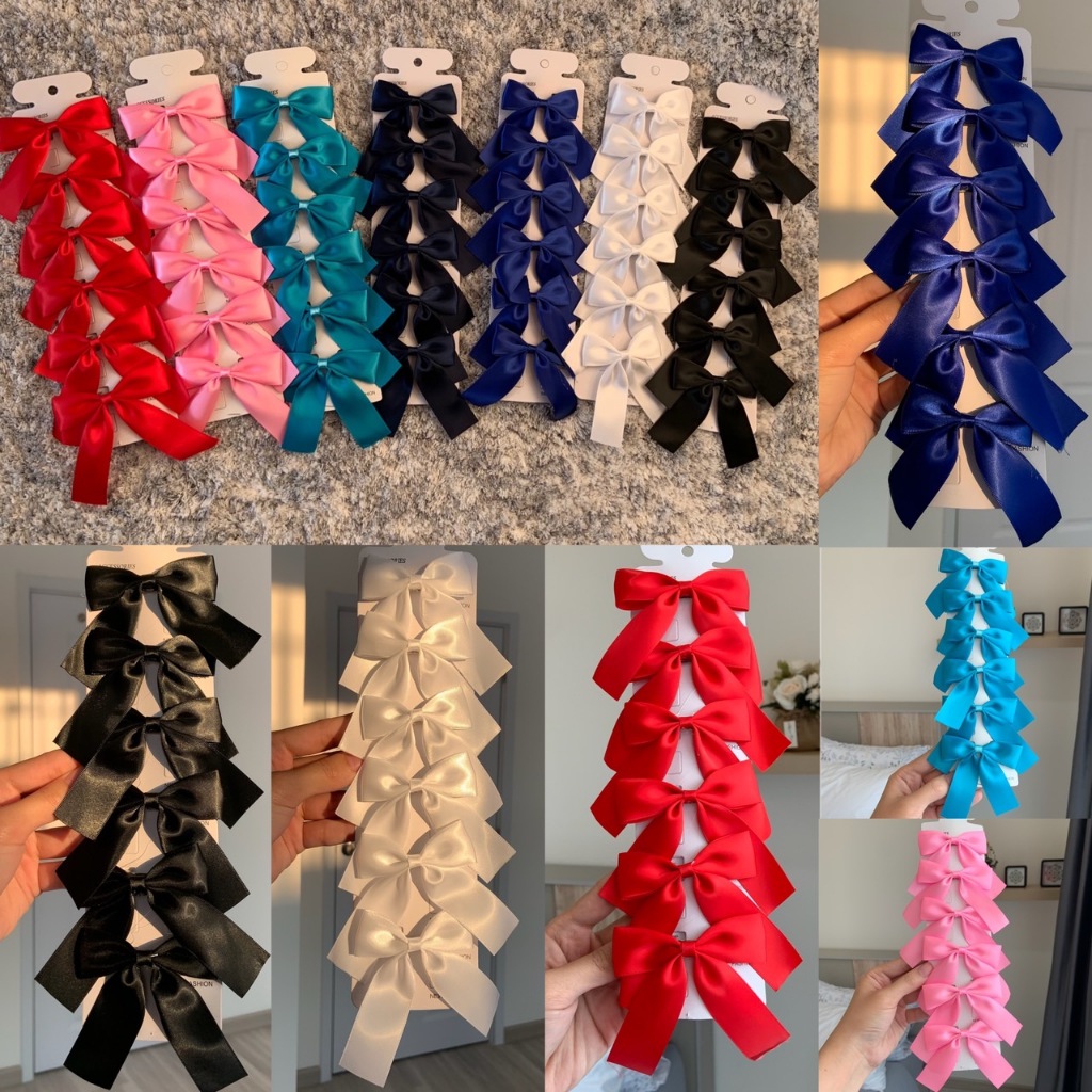 โบว์นักเรียนโบว์ติดผมนักเรียน 1แผง6ชิ้น