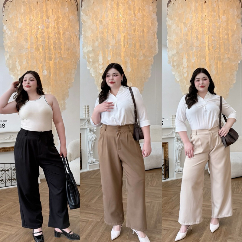 กางเกงขายาว เอวสูง ทรงสวย ผ้าดี ใส่เที่ยว ใส่ทำงาน กางเกงไซส์ใหญ่ เสื้อผ้าสาวอวบอ้วน พลัสไซส์