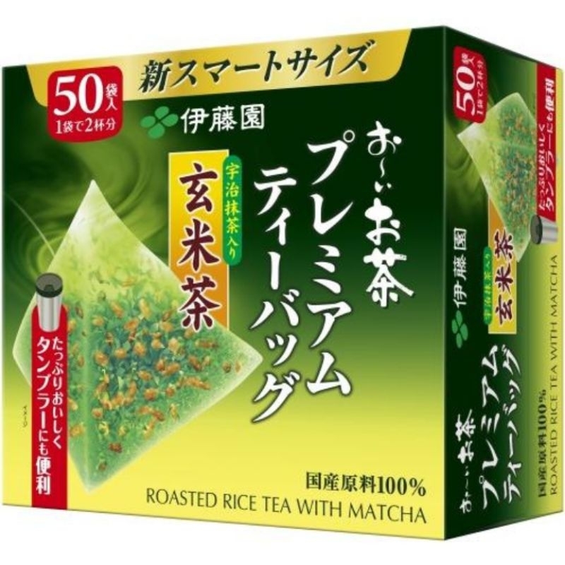Itoen (กล่องใหญ่ 50ซอง) ชาเขียวข้าวคั่ว อิโตเอ็น โออิ โอฉะ พรีเมี่ยม ชาข้าวกล้องผสมอูจิมัทฉะ ชาเขียว ชาญี่ปุ่น Big122204