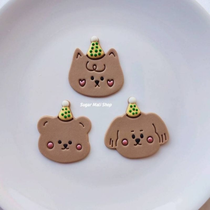 🐱🐶🐻น้ำตาลกัมเพสรูป🐱น้องแมว🐶น้องหมา🐻น้องหมี🎉สวมหมวกปาร์ตี้🎂ตกแต่งเค้กและเบเกอรี่ต่างๆ ราคาต่อ1ชิ้น ทานได้นะคะ - รูปที่ 4