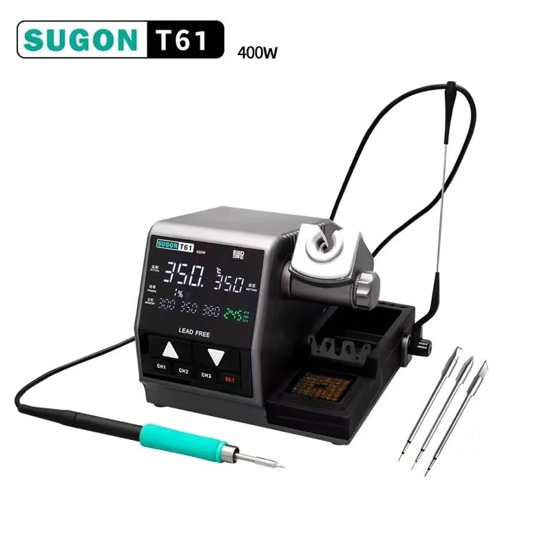 SUGON T61 สถานีบัดกรี 400W หัวแร้ง C470ขนาดใหญ่ข้อต่อบัดกรีเชื่อม Rework Station