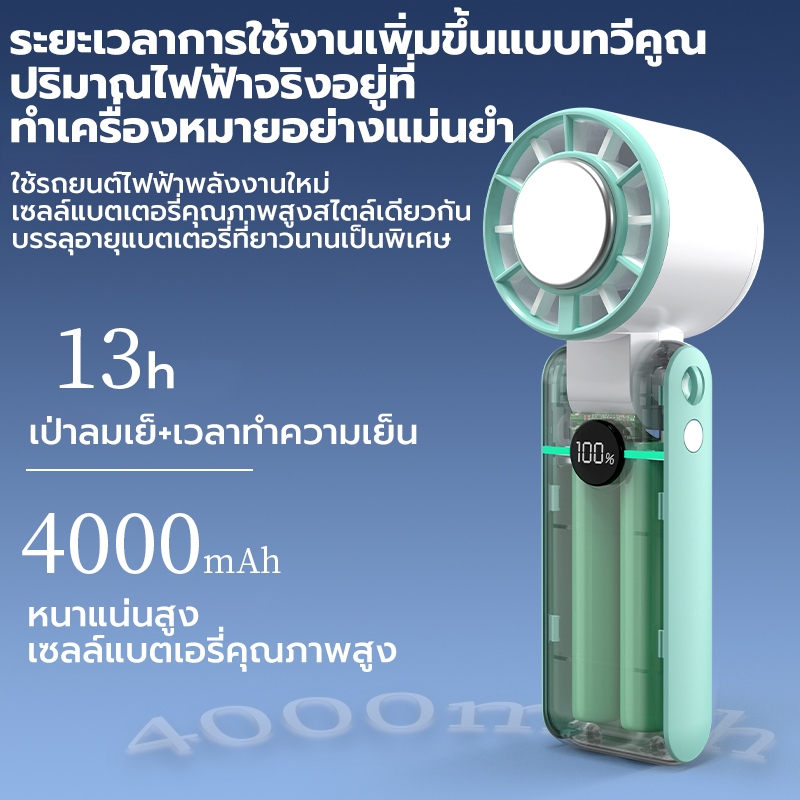 พัดลมพกพา 4000mAh พับได้พร้อมหน้าจอ LED ลมแรง พัดลม USB พับได้ พร้อม 4 เกียร์ ไม่มีใบมีด พัดลมไอเย็นไฟฟ้าแบบพกพา - รูปที่ 4