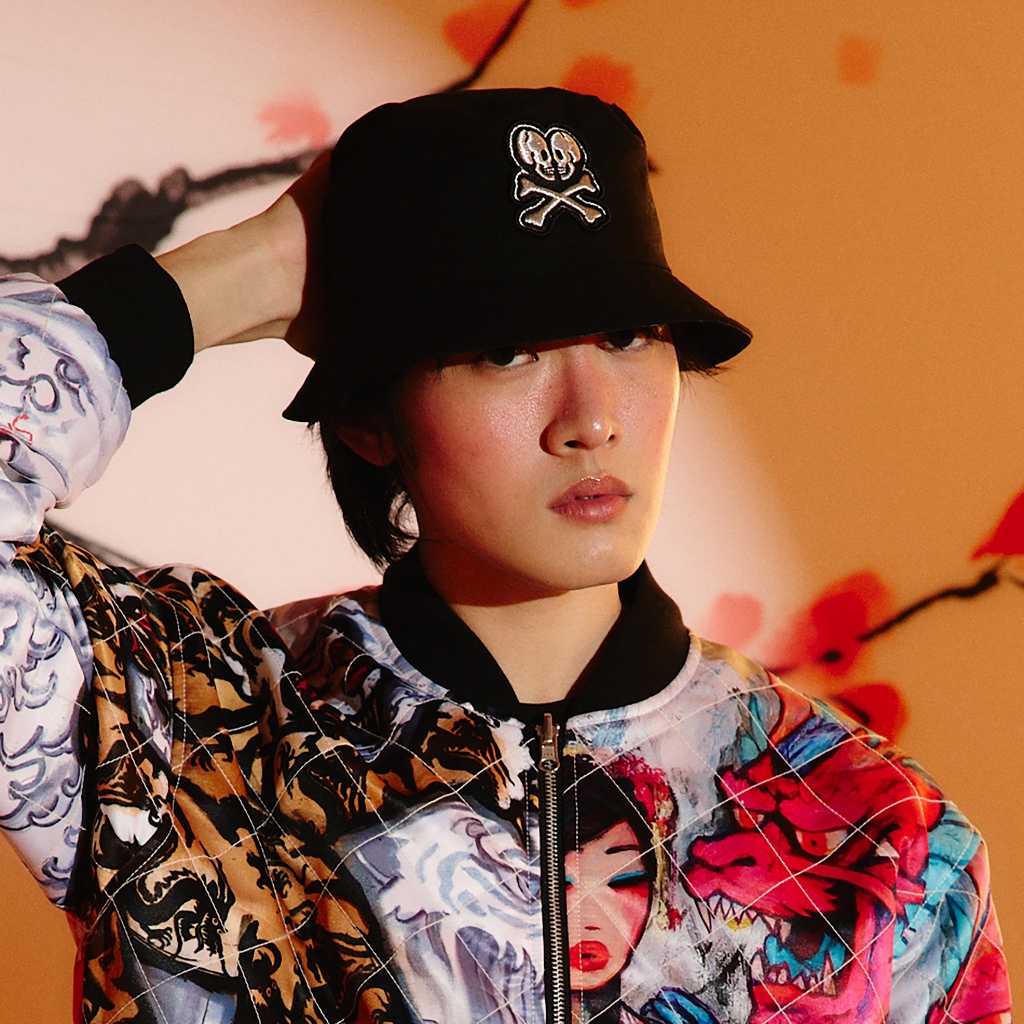 TOKIDOKI หมวก DOUBLE SKULL REVERSIBLE BUCKET HAT
