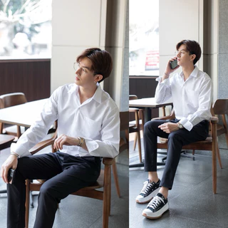 เสื้อนักศึกษาชาย แขนยาวและแขนสั้น ไซต์ S-56" ผ้าคอมทวิว ผ้าไมโคร ผ้าดิบ