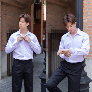 เสื้อนักศึกษาชาย แขนยาวและแขนสั้น ไซต์ S-56" ผ้าคอมทวิว ผ้าไมโคร ผ้าดิบ