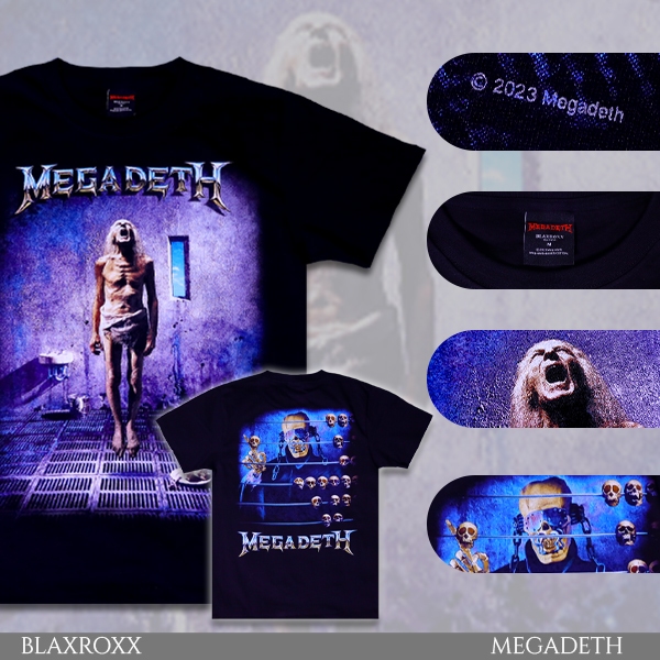 BLAXROXX | MEGADETH®  | [MGD012-1] | เสื้อยืดคอกลม แขนสั้น | สกรีนลายคมชัด ไม่หลุดลอก | Cotton100%