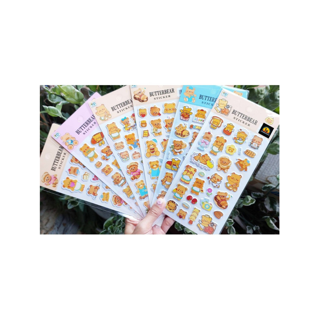 Twinmarket >> สติกเกอร์ หมีเนย ButterBear คละสุ่มลาย ซื้อครบ5ชิ้น ฟรี1ชิ้น สินค้าสุ่มลาย  สติกเกอร์การ์ตูน
